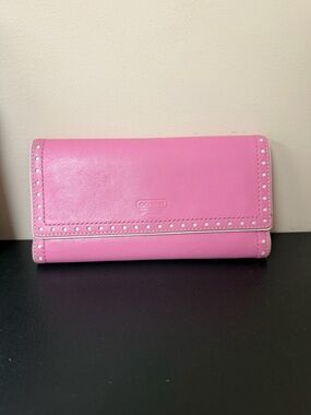 Coach Pink Leather Clutch Wallet